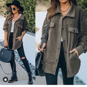 Vici Green Fleece Shacket